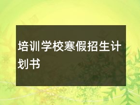 培訓(xùn)學(xué)校寒假招生計劃書