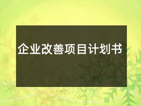 企業(yè)改善項(xiàng)目計(jì)劃書