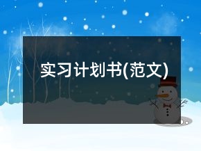 實習(xí)計劃書(范文)