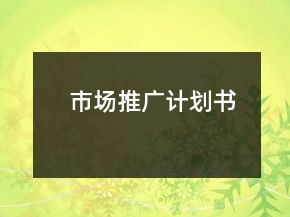 市場(chǎng)推廣計(jì)劃書
