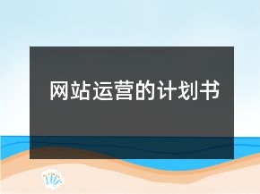 網(wǎng)站運營的計劃書
