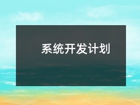 系統(tǒng)開發(fā)計劃