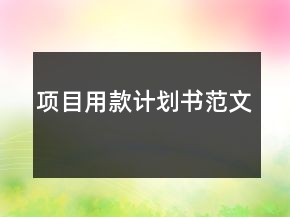 項(xiàng)目用款計(jì)劃書范文