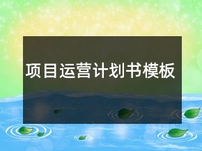 項(xiàng)目運(yùn)營(yíng)計(jì)劃書(shū)模板