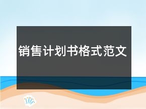 銷售計(jì)劃書(shū)格式范文