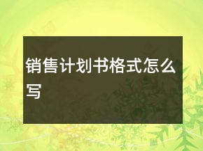 銷售計劃書格式怎么寫