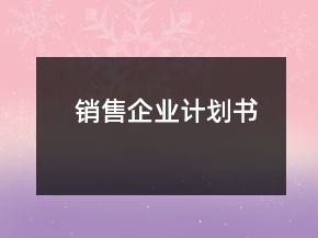 銷售企業(yè)計劃書