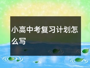 小高中考復(fù)習(xí)計(jì)劃怎么寫