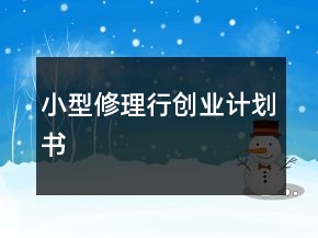 小型修理行創(chuàng)業(yè)計劃書