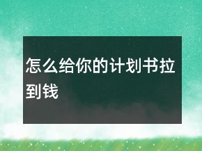 怎么給你的計劃書拉到錢