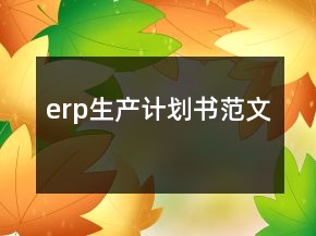 erp生產(chǎn)計(jì)劃書(shū)范文