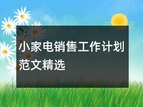 小家電銷售工作計劃范文精選