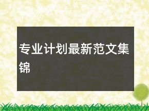 專業(yè)計劃最新范文集錦