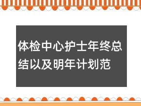 體檢中心護士年終總結(jié)以及明年計劃范文
