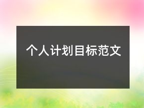 個(gè)人計(jì)劃目標(biāo)范文