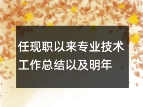 任現職以來專業(yè)技術工作總結以及明年計劃范文