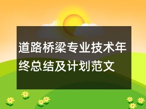 道路橋梁專業(yè)技術(shù)年終總結(jié)及計(jì)劃范文