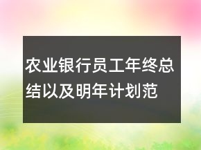 農(nóng)業(yè)銀行員工年終總結(jié)以及明年計劃范文