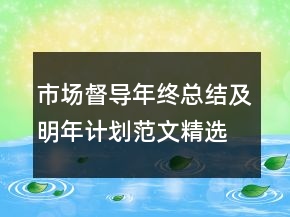 市場督導(dǎo)年終總結(jié)及明年計劃范文精選