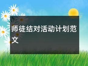 師徒結(jié)對(duì)活動(dòng)計(jì)劃范文