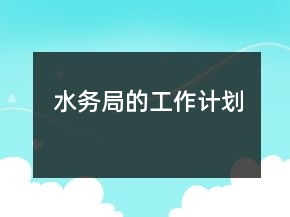 水務(wù)局的工作計(jì)劃