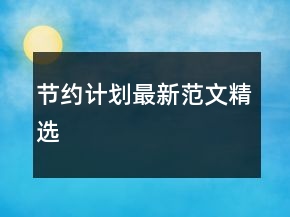 節(jié)約計(jì)劃最新范文精選