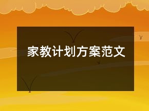 家教計劃方案范文