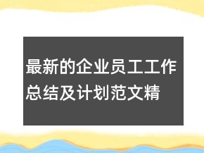 最新的企業(yè)員工工作總結(jié)及計(jì)劃范文精選