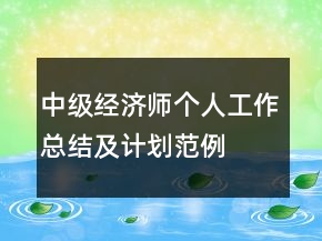 中級經(jīng)濟師個人工作總結(jié)及計劃范例