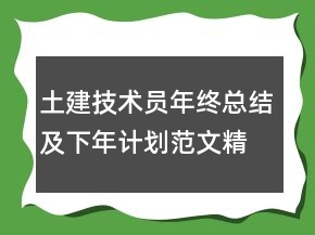 土建技術員年終總結及下年計劃范文精選