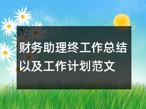財務(wù)助理終工作總結(jié)以及工作計劃范文