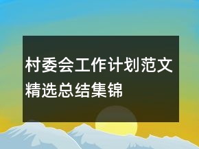 村委會工作計劃范文精選總結集錦
