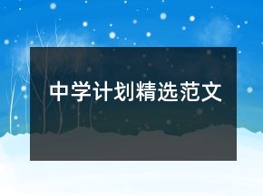 中學(xué)計(jì)劃精選范文