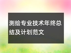 測繪專業(yè)技術(shù)年終總結(jié)及計劃范文