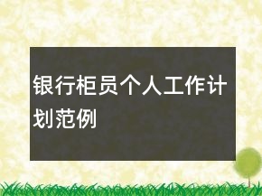 銀行柜員個(gè)人工作計(jì)劃范例