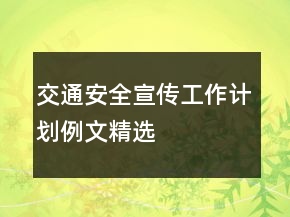 交通安全宣傳工作計(jì)劃例文精選
