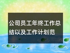 公司員工年終工作總結(jié)以及工作計劃范文