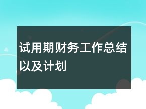 試用期財(cái)務(wù)工作總結(jié)以及計(jì)劃