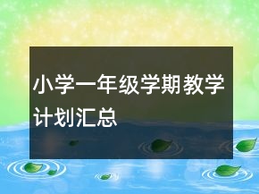小學(xué)一年級學(xué)期教學(xué)計劃匯總