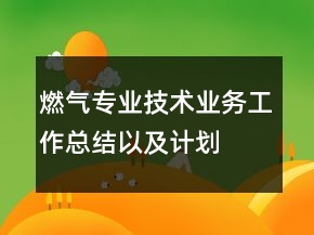 燃氣專業(yè)技術業(yè)務工作總結以及計劃