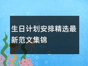 生日計(jì)劃安排精選最新范文集錦