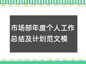 市場部年度個人工作總結(jié)及計劃范文模板
