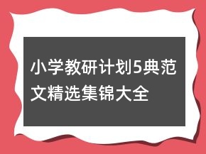 小學(xué)教研計劃5典范文精選集錦大全