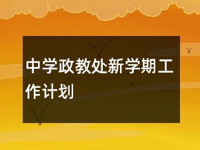 中學(xué)政教處新學(xué)期工作計(jì)劃