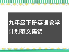 九年級下冊英語教學計劃范文集錦
