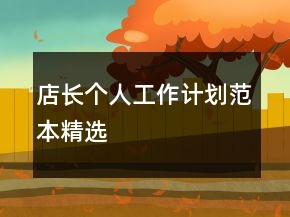 店長個人工作計劃范本精選