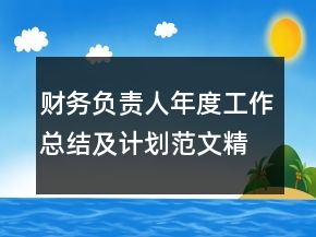 財務負責人年度工作總結及計劃范文精選