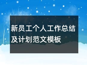 新員工個人工作總結(jié)及計劃范文模板