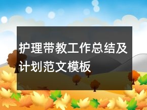 護(hù)理帶教工作總結(jié)及計劃范文模板