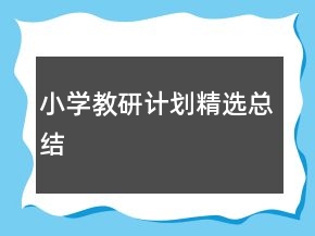 小學(xué)教研計劃精選總結(jié)
